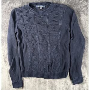 Brooks Brothers Youth Cable Knit Sweater Navy Blue Long Sleeve Cotton S